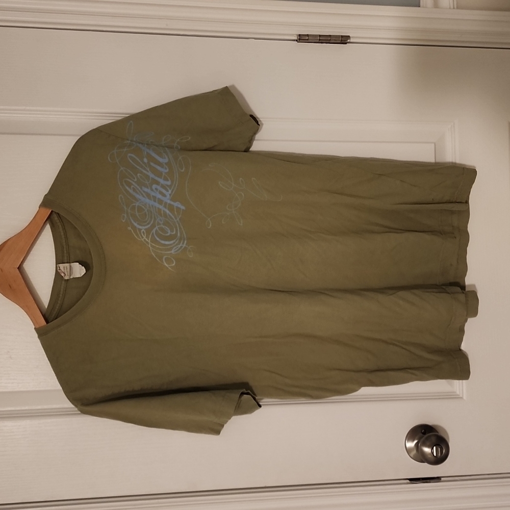 T-SHIRT, Split, Large Boys. Green with blue letters. B-11